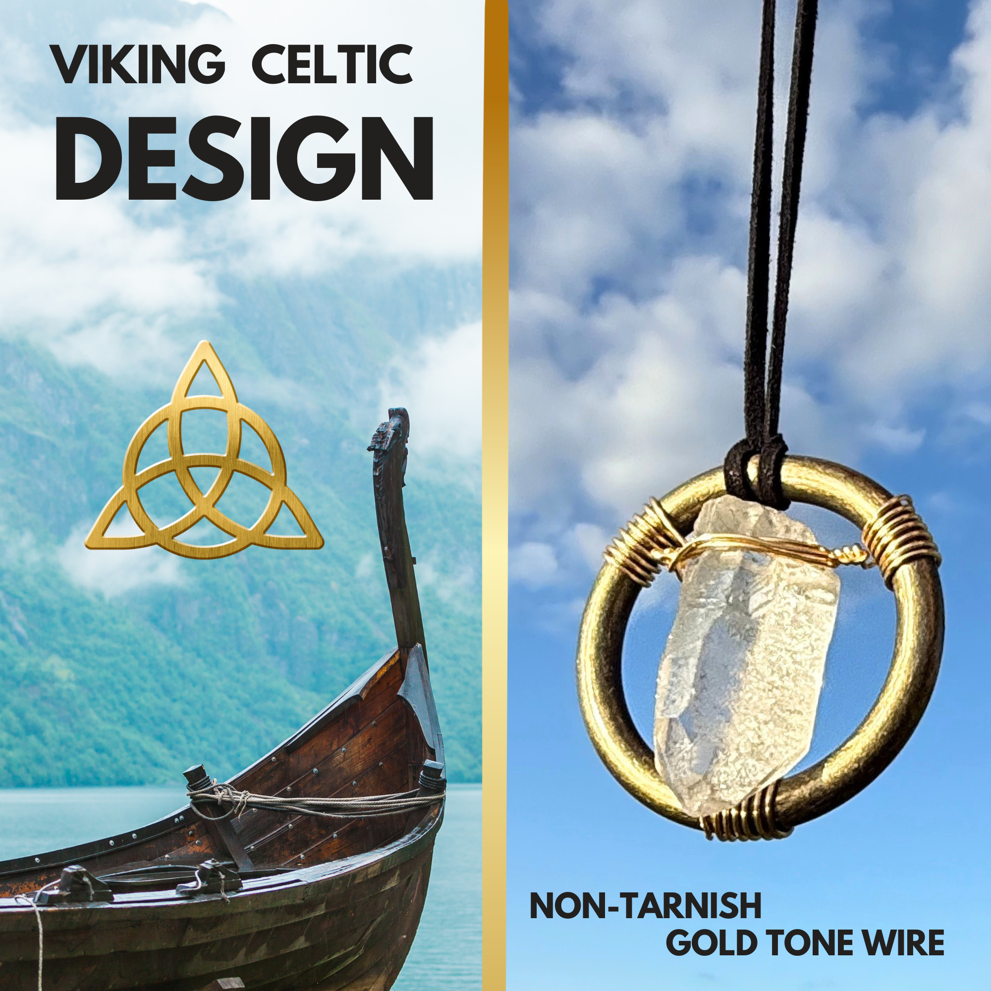 Raw Quartz Crystal Car Charm - Antique Brass Protection Amulet