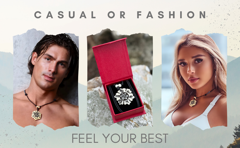 Yak Bone Lotus Mandala Necklace: Celtic Shield Knot, Om Mani Padme Hum