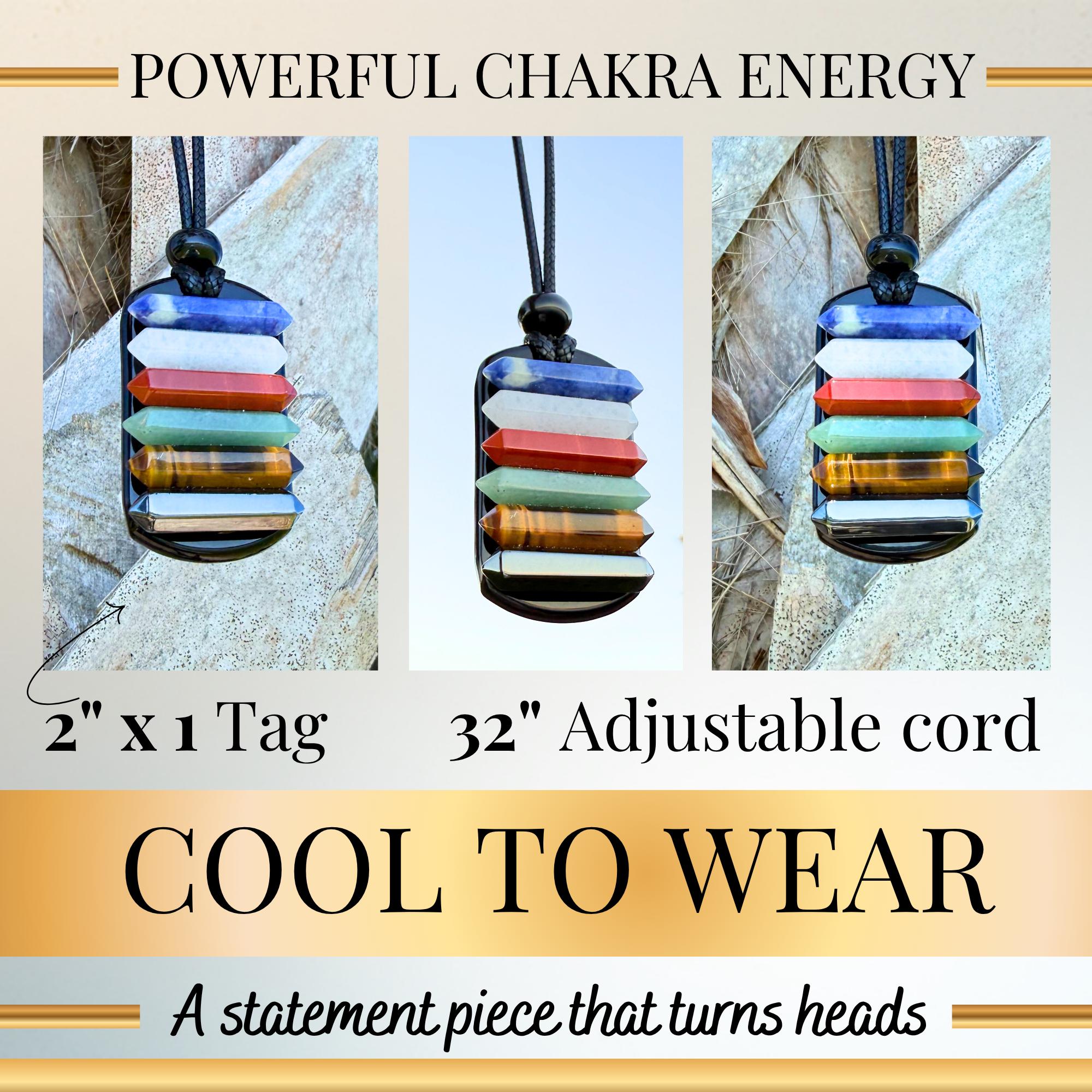 Chakra Gemstone Amulet Necklace – Energy Balancing Reiki Jewelry