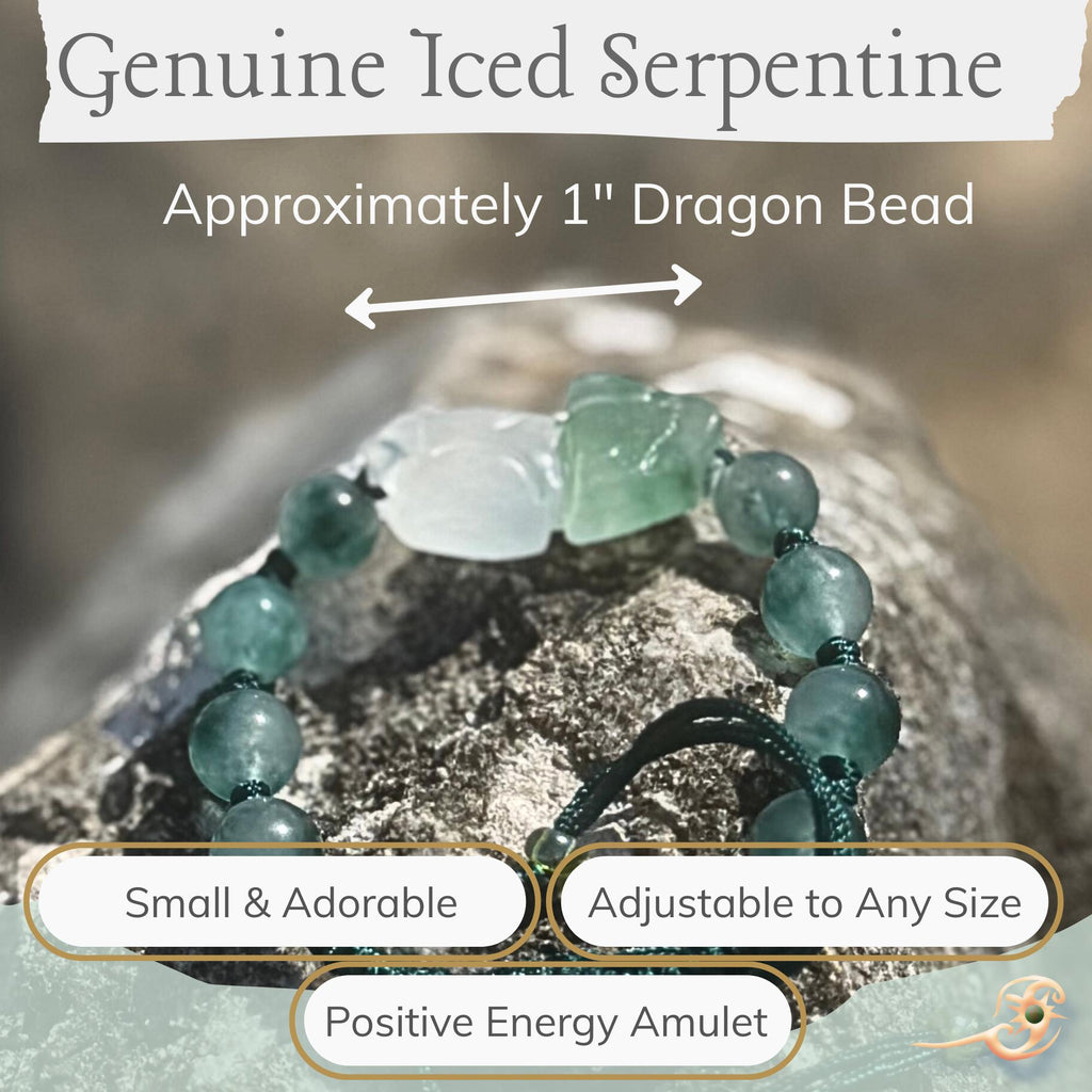 Serpentine Dragon Amulet Bracelet - Spiritual Protection Jewelry - Adjustable Cord
