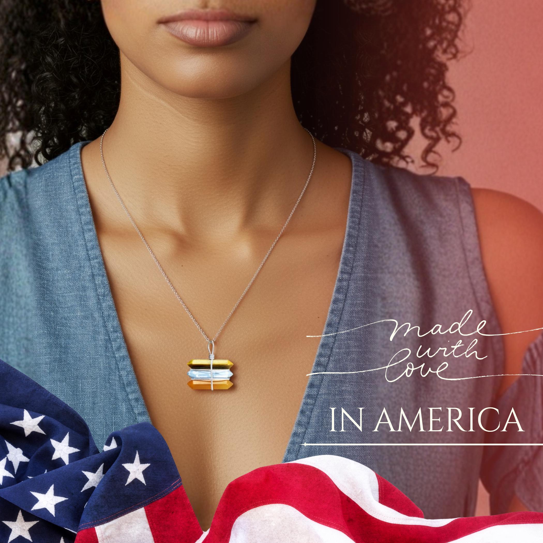 Triple Crystal Point Pendant Necklace - Tiger Eye, Quartz and Carnelian