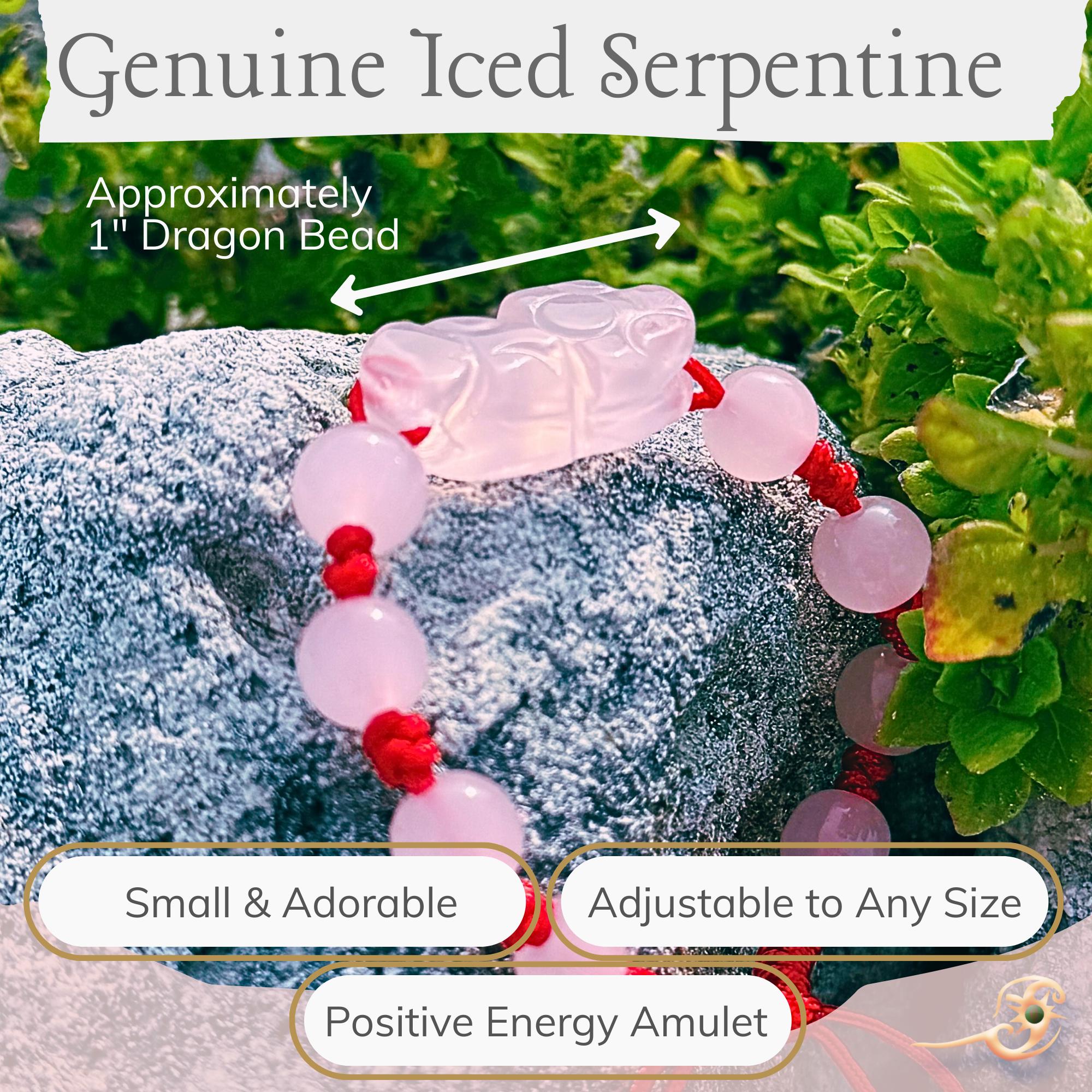 Pink Dragon Bracelet: Simulated Jade, Red String Amulet - Heart Chakra Jewelry