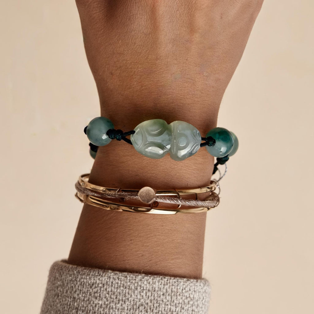 Serpentine Dragon Amulet Bracelet - Spiritual Protection Jewelry - Adjustable Cord