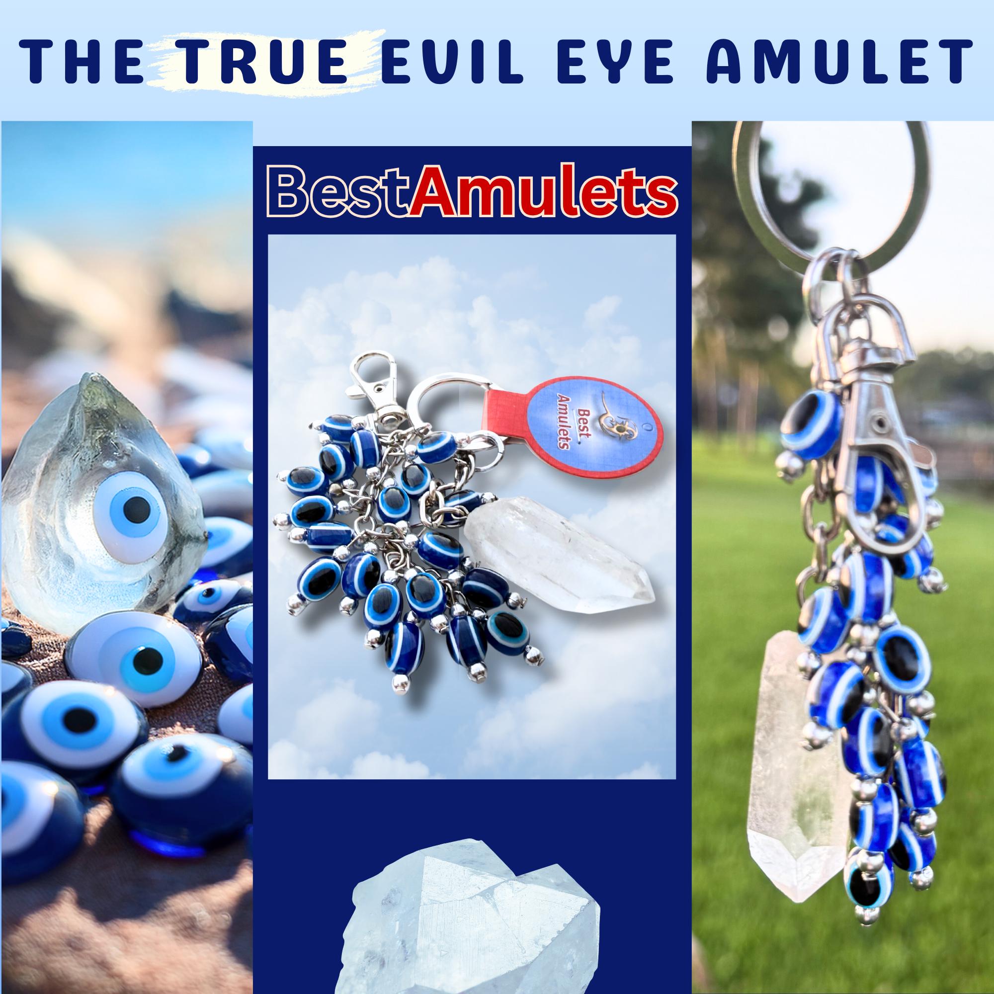 Evil Eye Keychain: Brazilian Quartz Crystal Amulet - Spiritual Protection