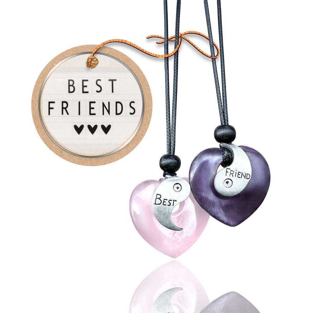 Amethyst and Rose Quartz Puffy Crystal Heart Donuts - Yin Yang Good Luck Friendship Amulets