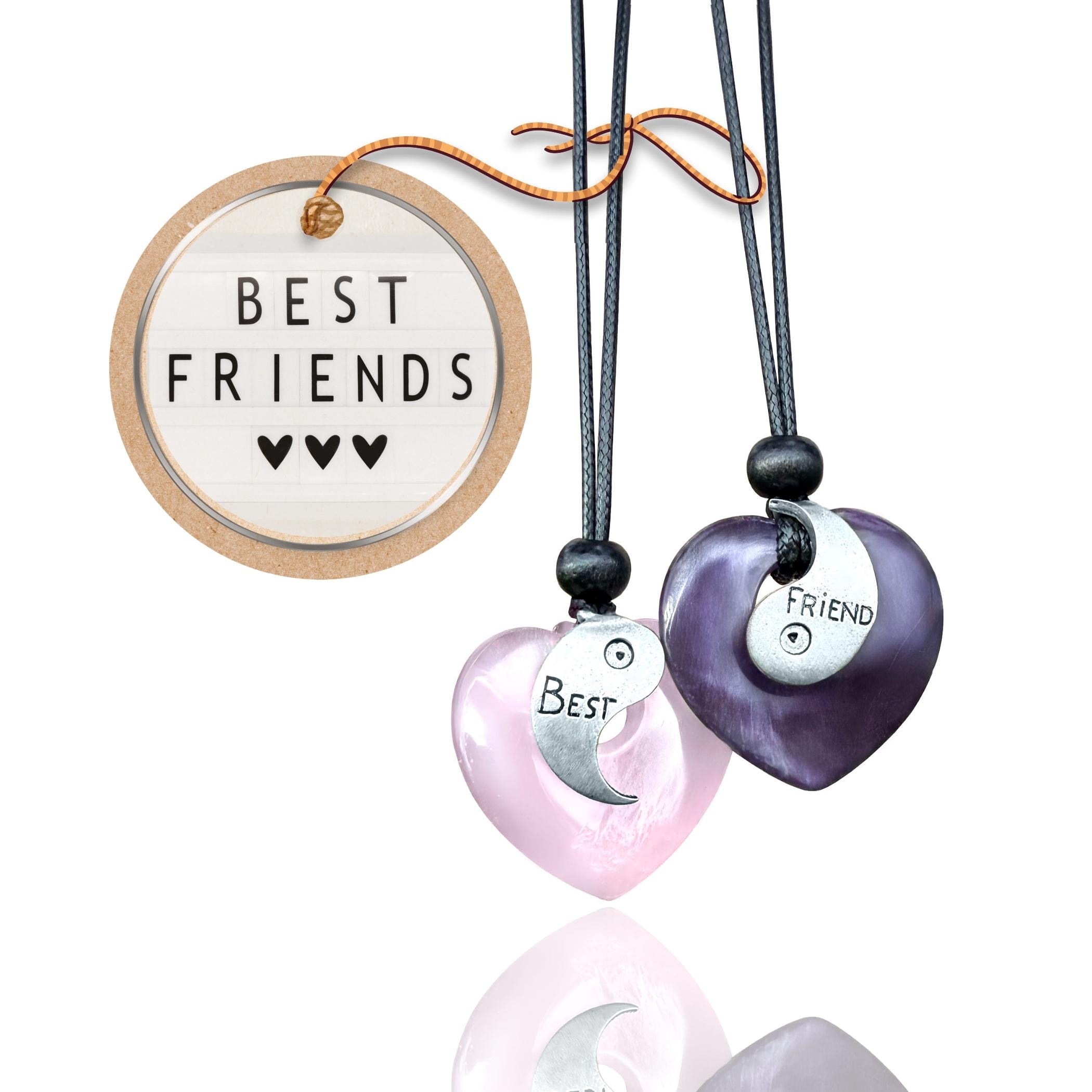 Amethyst and Rose Quartz Puffy Crystal Heart Donuts - Yin Yang Good Luck Friendship Amulets