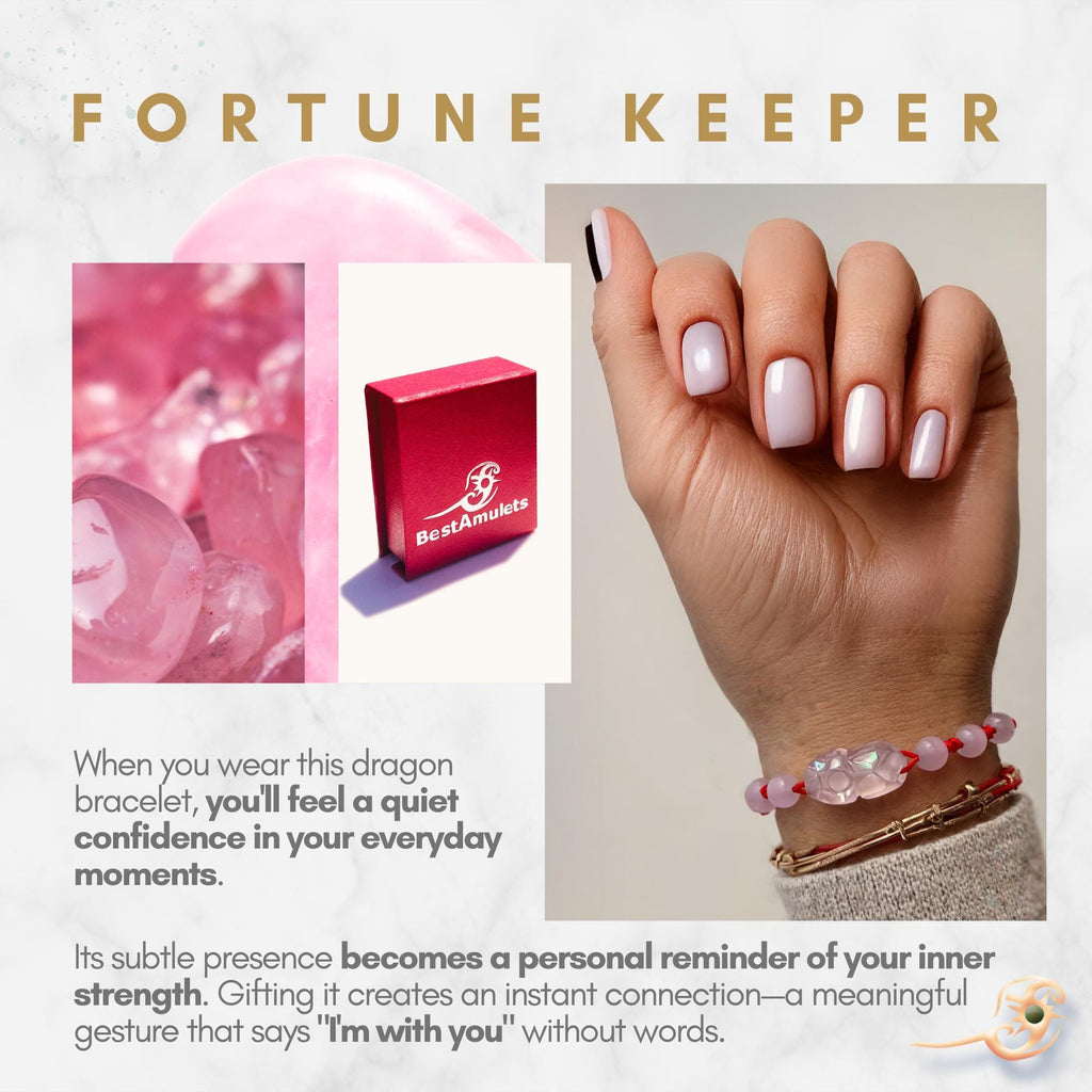 Pink Dragon Bracelet: Simulated Jade, Red String Amulet - Heart Chakra Jewelry