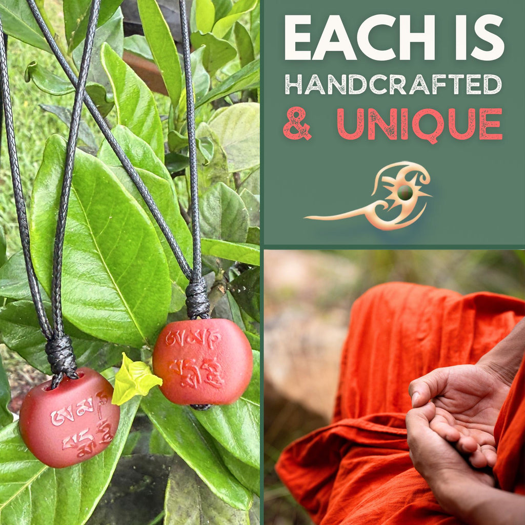 Carnelian Om Mani Padme Hum Mantra Necklace: Tibetan Prayer Bead