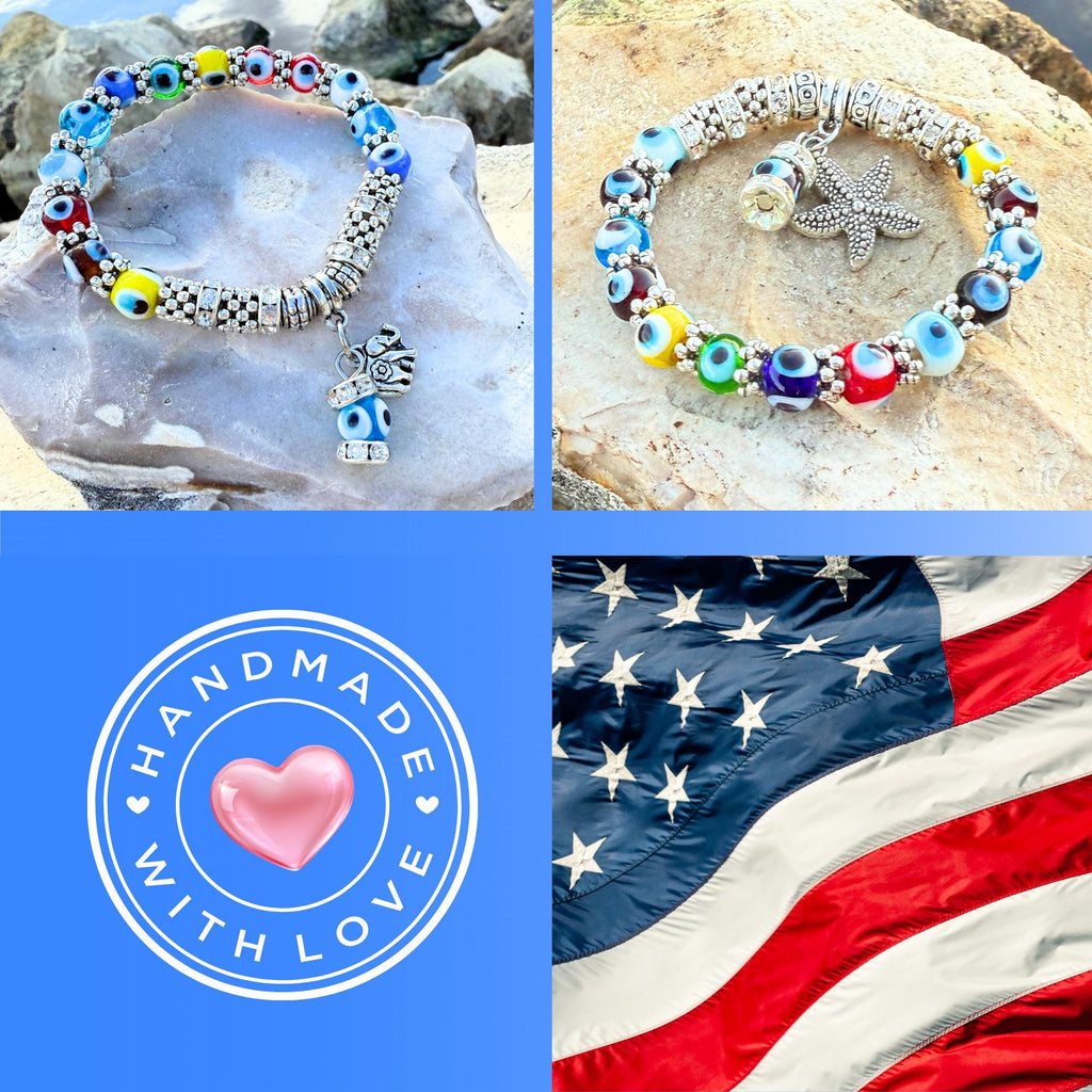 Evil Eye Charm Bracelet – Elephant or Starfish Amulet - Spiritual Protection Jewelry