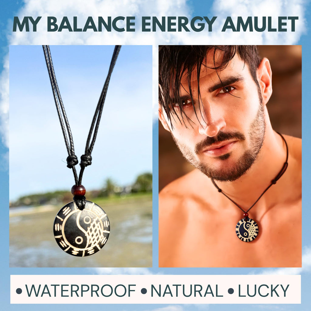 Yak Bone Yin Yang Ba Gua Necklace: Tibetan Feng Shui Amulet