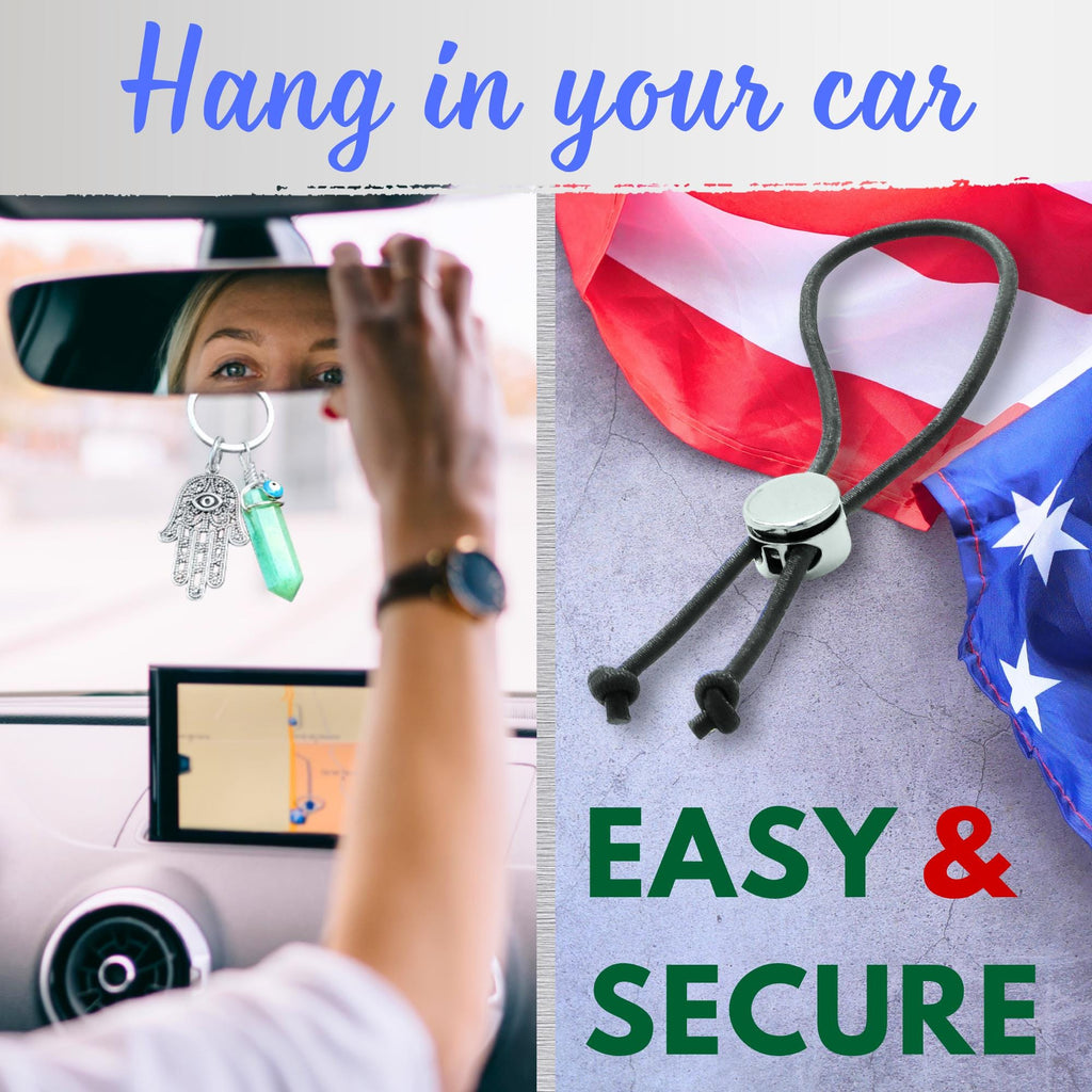 Money Talisman Hamsa Hand Keychain - Green Quartz Crystal - Evil Eye Amulet