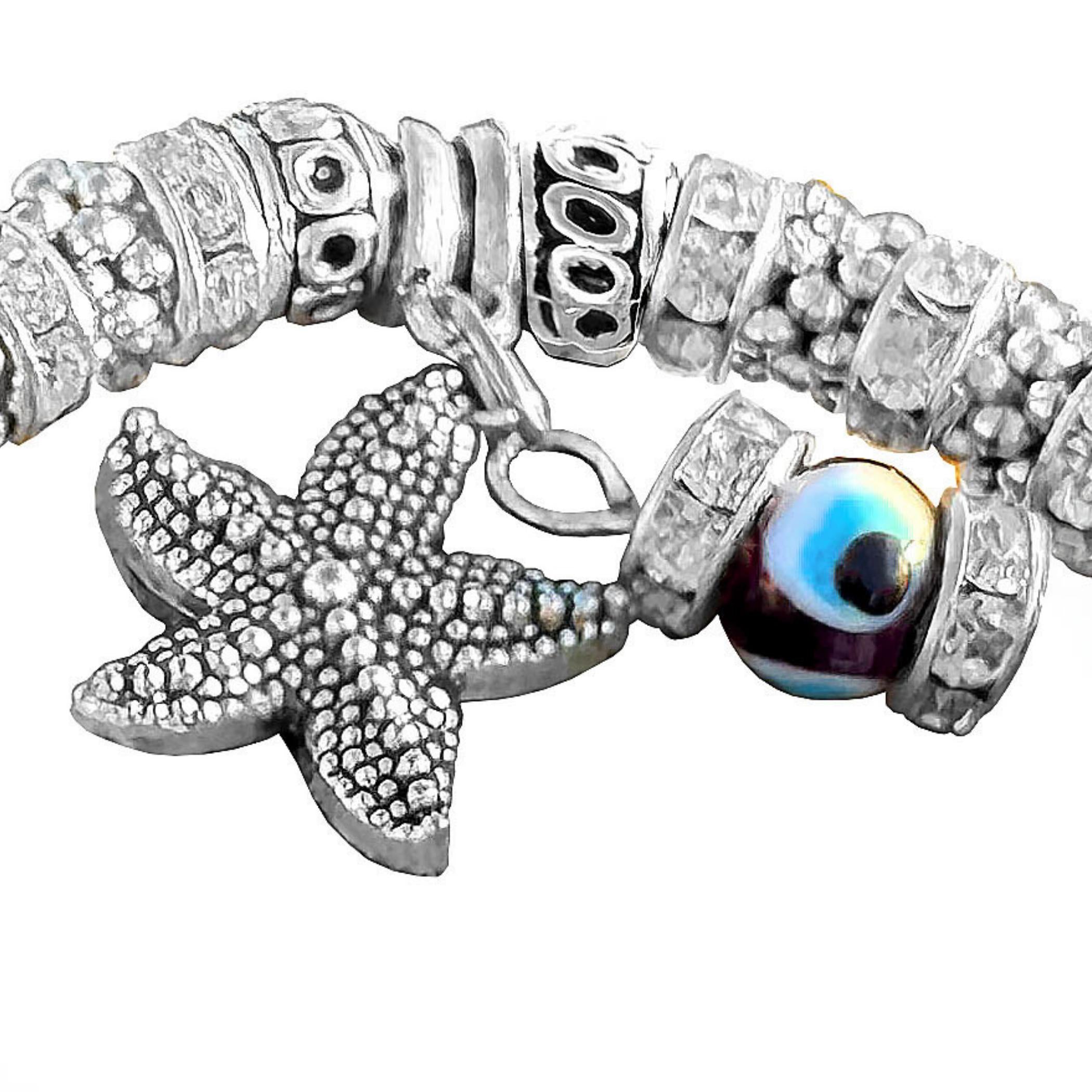 Evil Eye Charm Bracelet – Elephant or Starfish Amulet - Spiritual Protection Jewelry