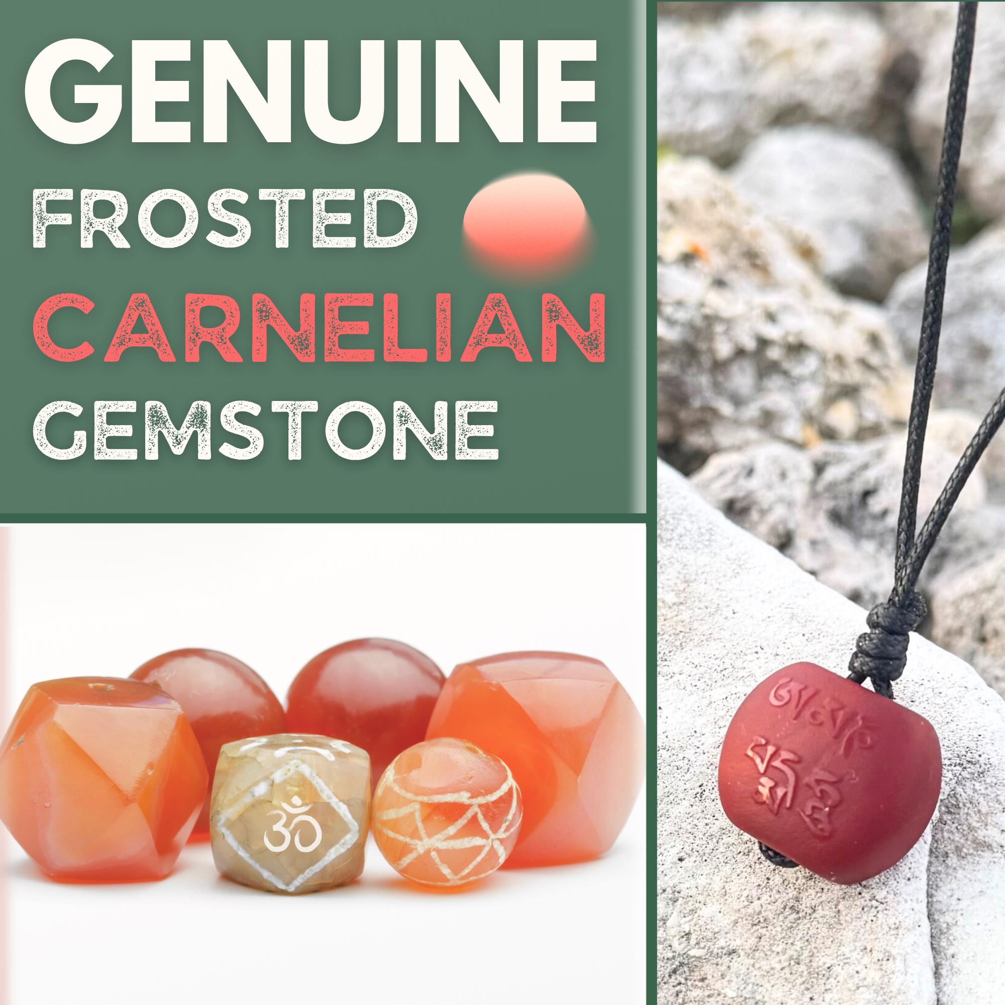 Carnelian Om Mani Padme Hum Mantra Necklace: Tibetan Prayer Bead