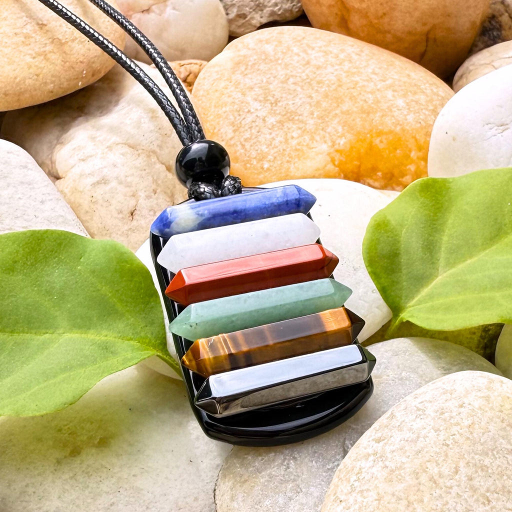 Chakra Gemstone Amulet Necklace – Energy Balancing Reiki Jewelry