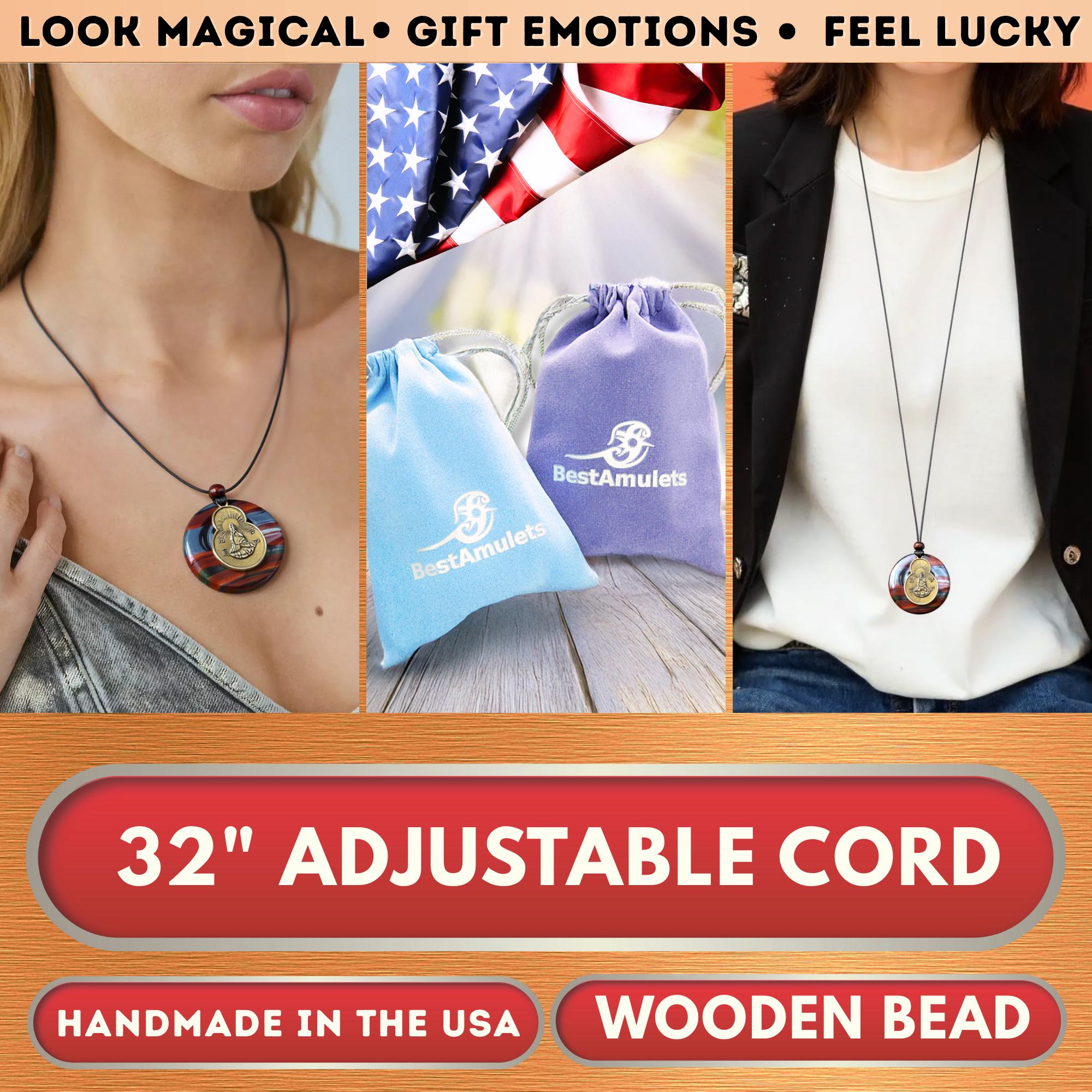 Kwan Yin Quan Amulet Necklace - Rare Dragon Eye Hematite Iron Protection Gemstone Jewelry