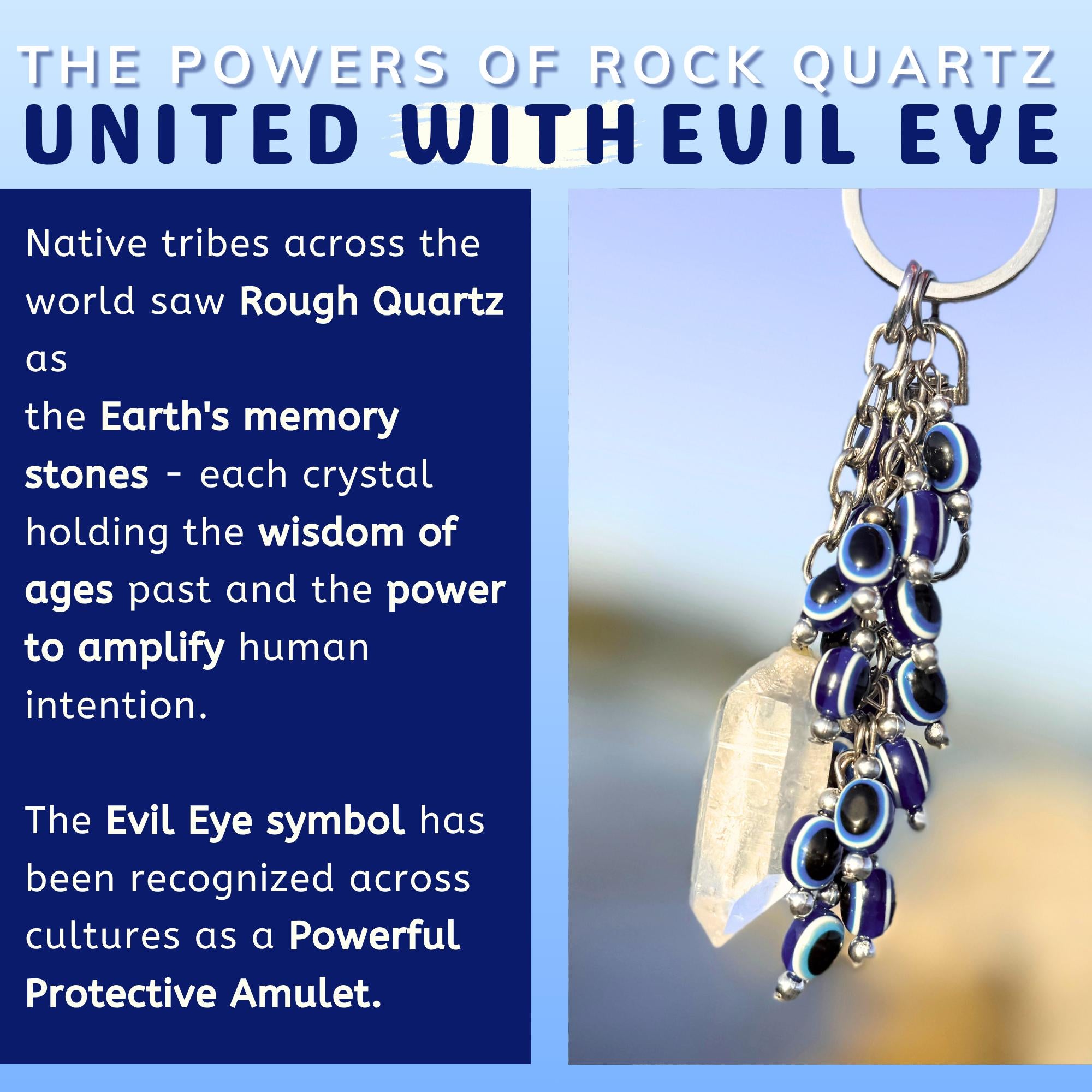 Evil Eye Keychain: Brazilian Quartz Crystal Amulet - Spiritual Protection
