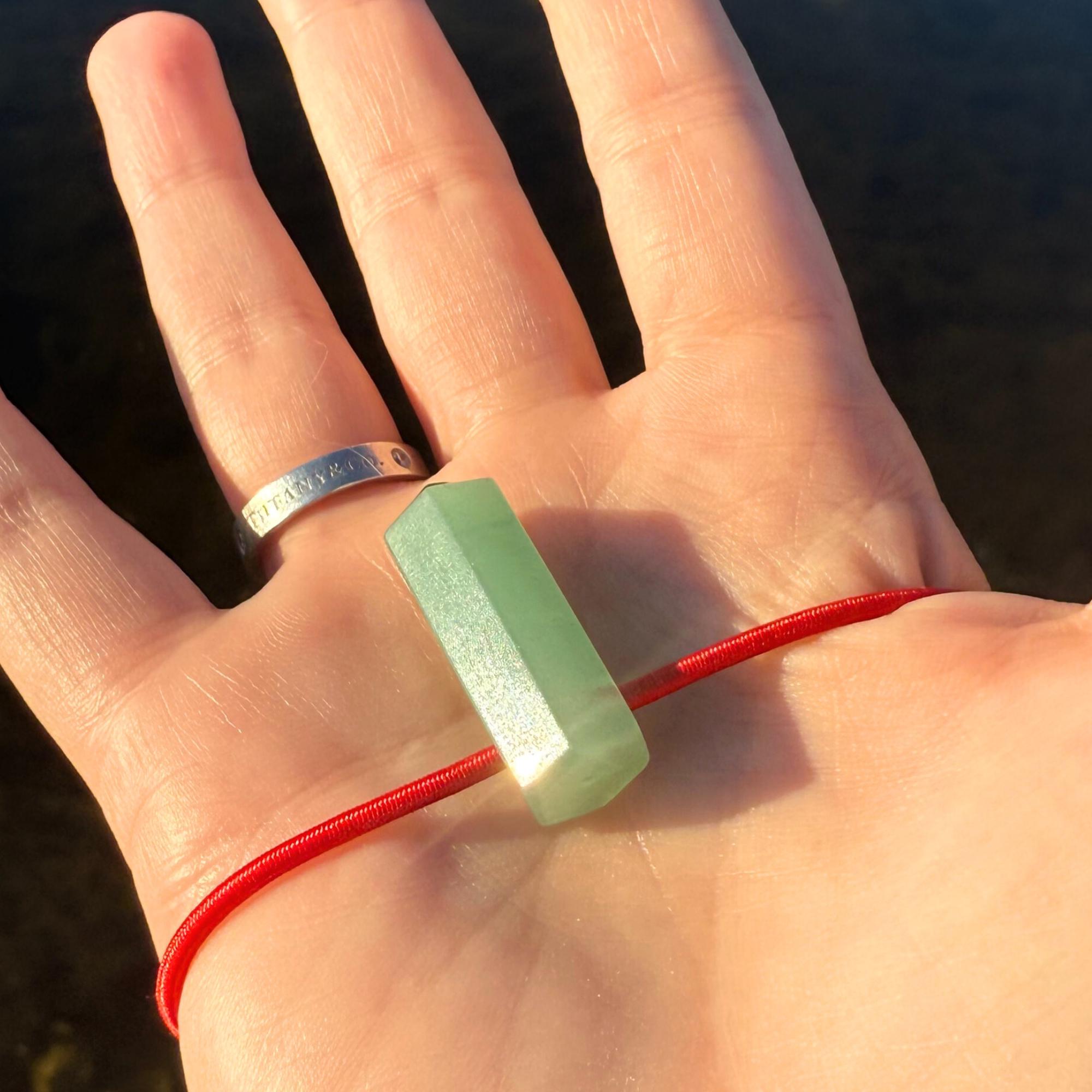 Green Quartz Palm Bracelet: Abundance Amulet - Meditation Crystal Fidget