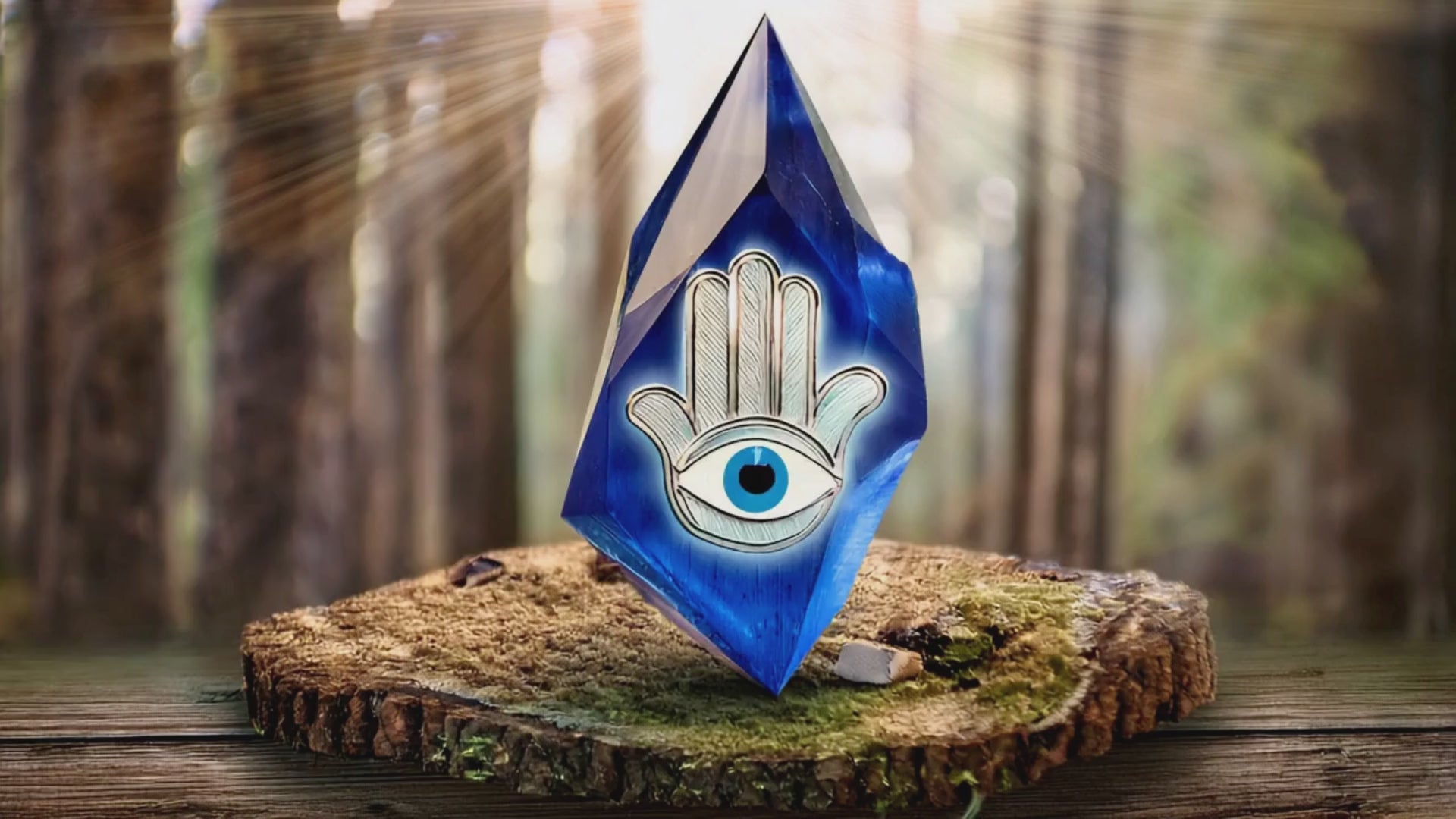 Sodalite Crystal Hamsa Hand Keychain – Evil Eye Car Charm Amulet