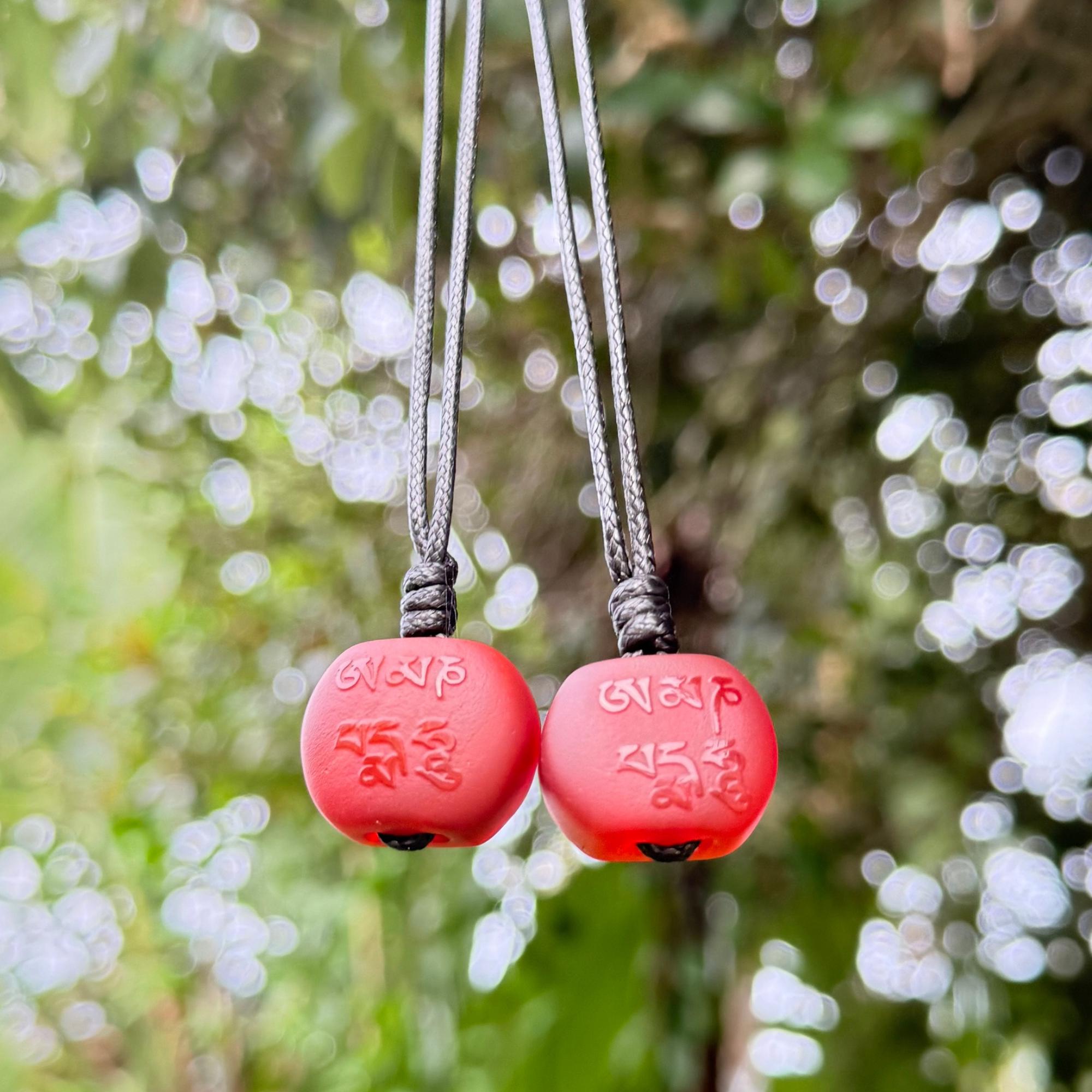 Carnelian Om Mani Padme Hum Mantra Necklace - Tibetan Prayer Bead Amulet