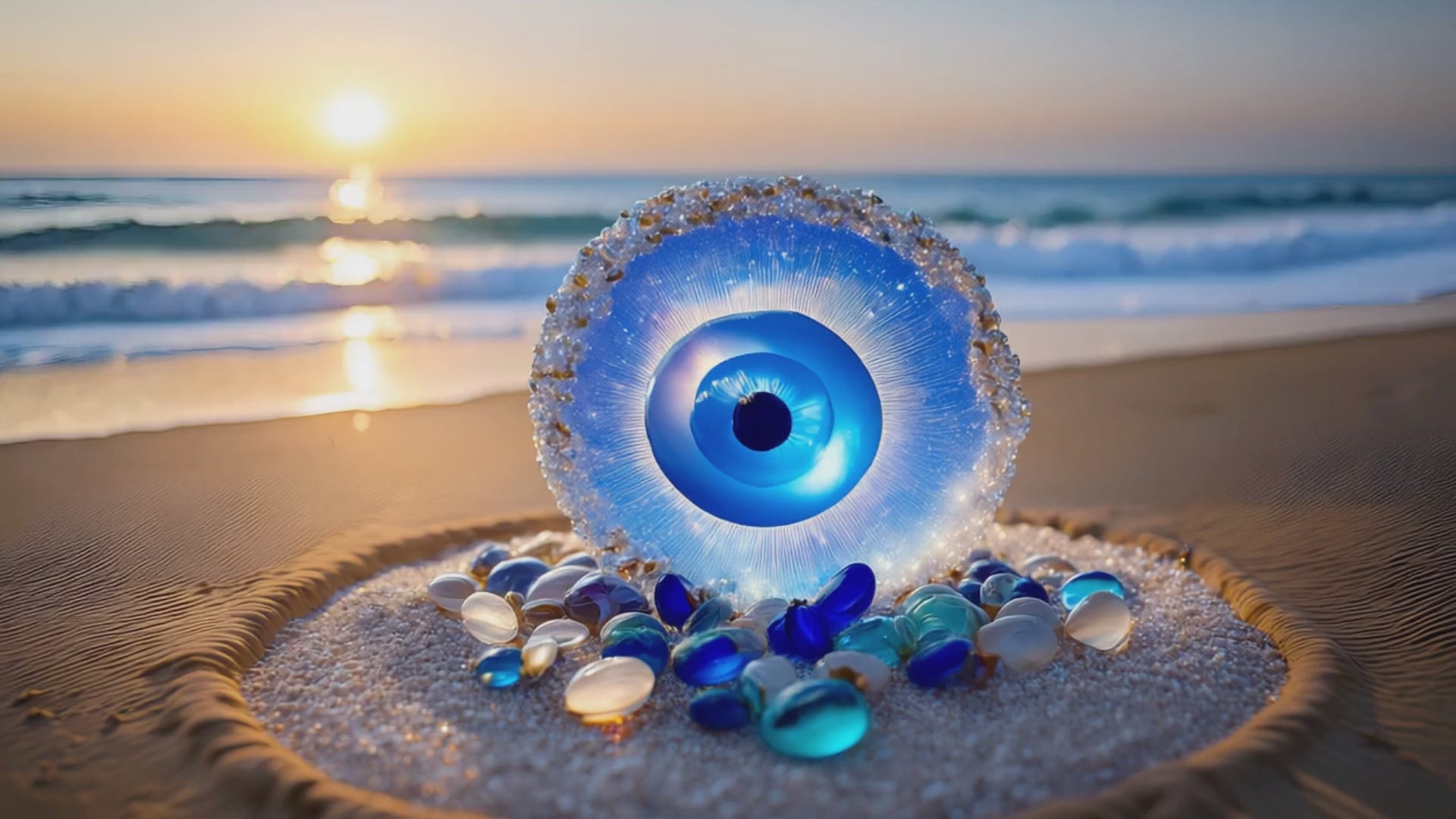 Sea Glass Evil Eye Keychain and Rear View Mirror Charm – Lucky Donut Amulets