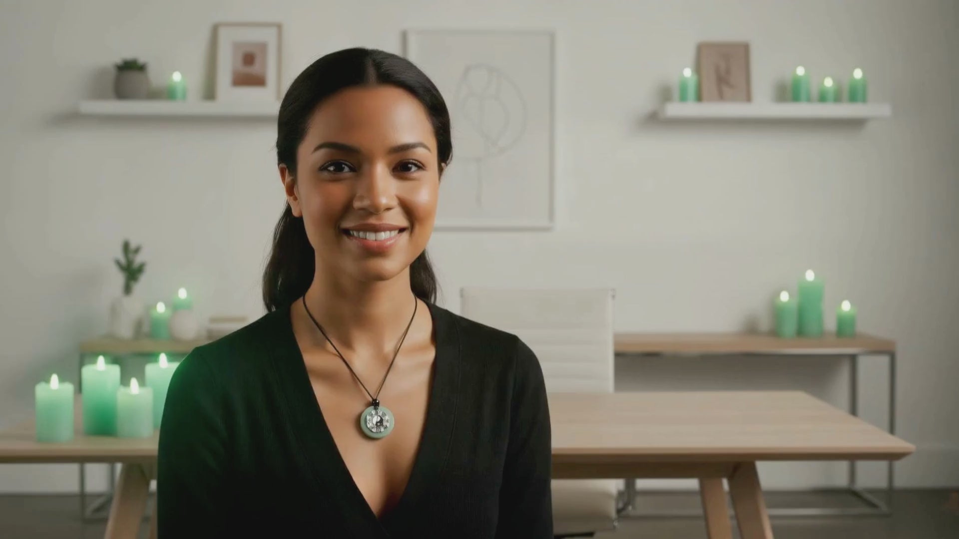 Green Quartz Yin Yang Necklace – Feng Shui BaGua Money Talisman Jewelry